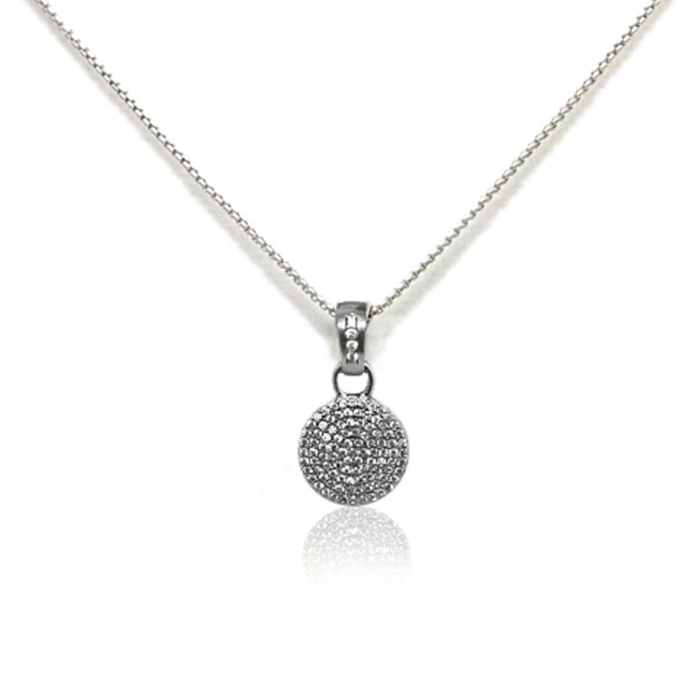 NWOT Tat 2 Dazzling Silver Pave Disc Pendant Necklace